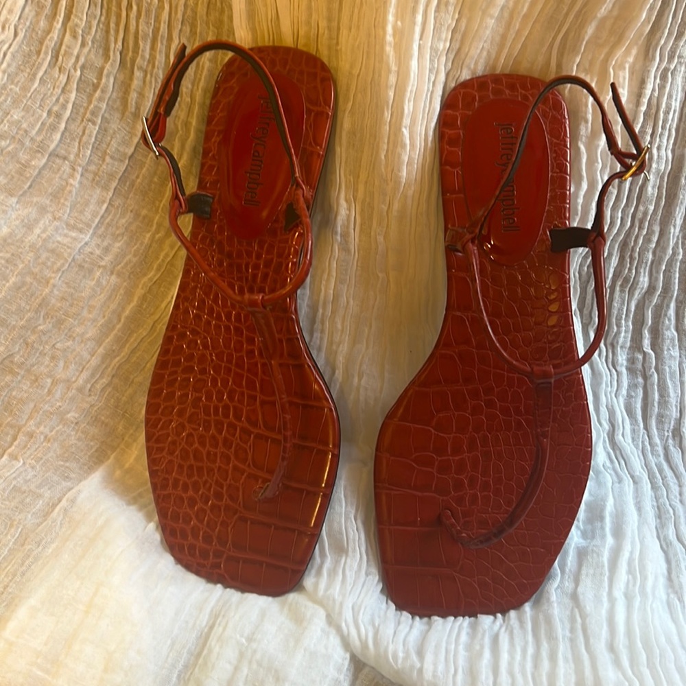 Red textured leather sandal